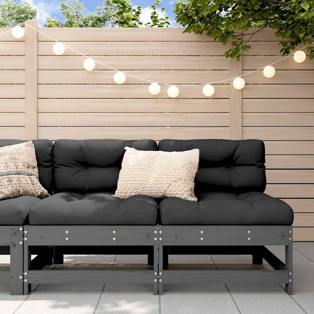 Vidaxl - Canapés centraux avec coussins 2 pcs gris bois de pin massif vidaXL 825578 - Image 1