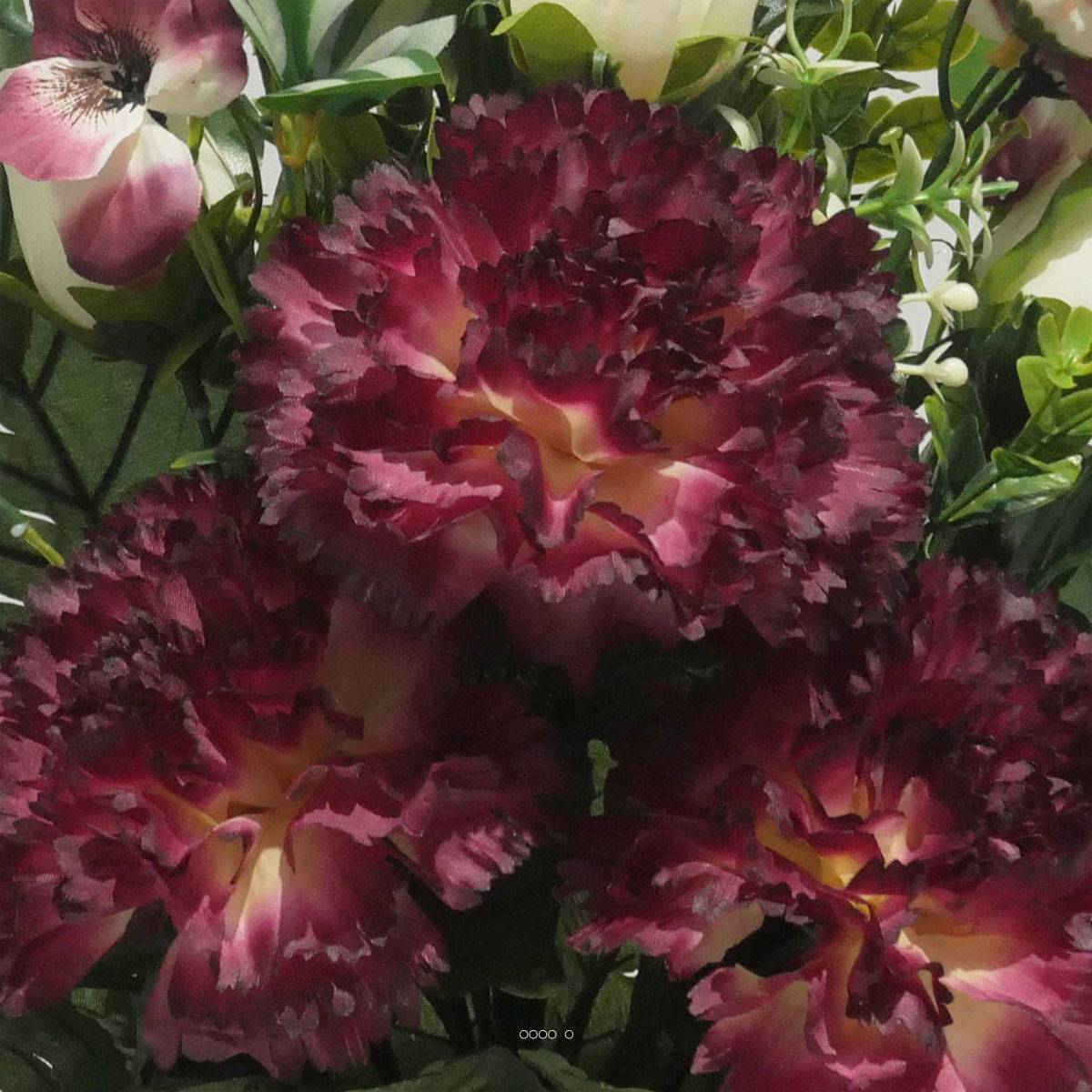 Artificielles - jardinièrre pot beton d'oeillet,bouton de rose, Orchidée, glaieul Pourpre pour la Toussaint - couleur: Pourpre - Image 3