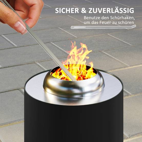 Petit Brasero Portable Acier Inoxydable Jardin Camping Sans Fumée Noir 16x25cm - ComfortXL Outdoor Living - Image 6