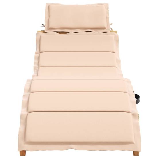 2 pcs Chaises longue | Transat | Bain de soleils avec coussins beige bois massif acacia - Image 4