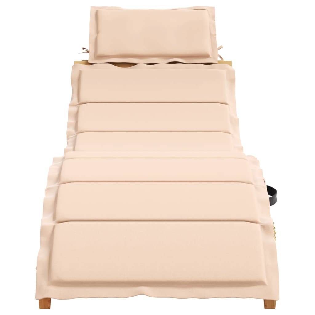 2 pcs Chaises longue | Transat | Bain de soleils avec coussins beige bois massif acacia - Image 4