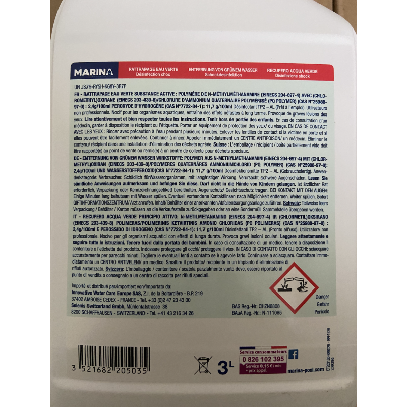SOS Rattrapage eau verte Marina sans chlore 5 litres - Image 2