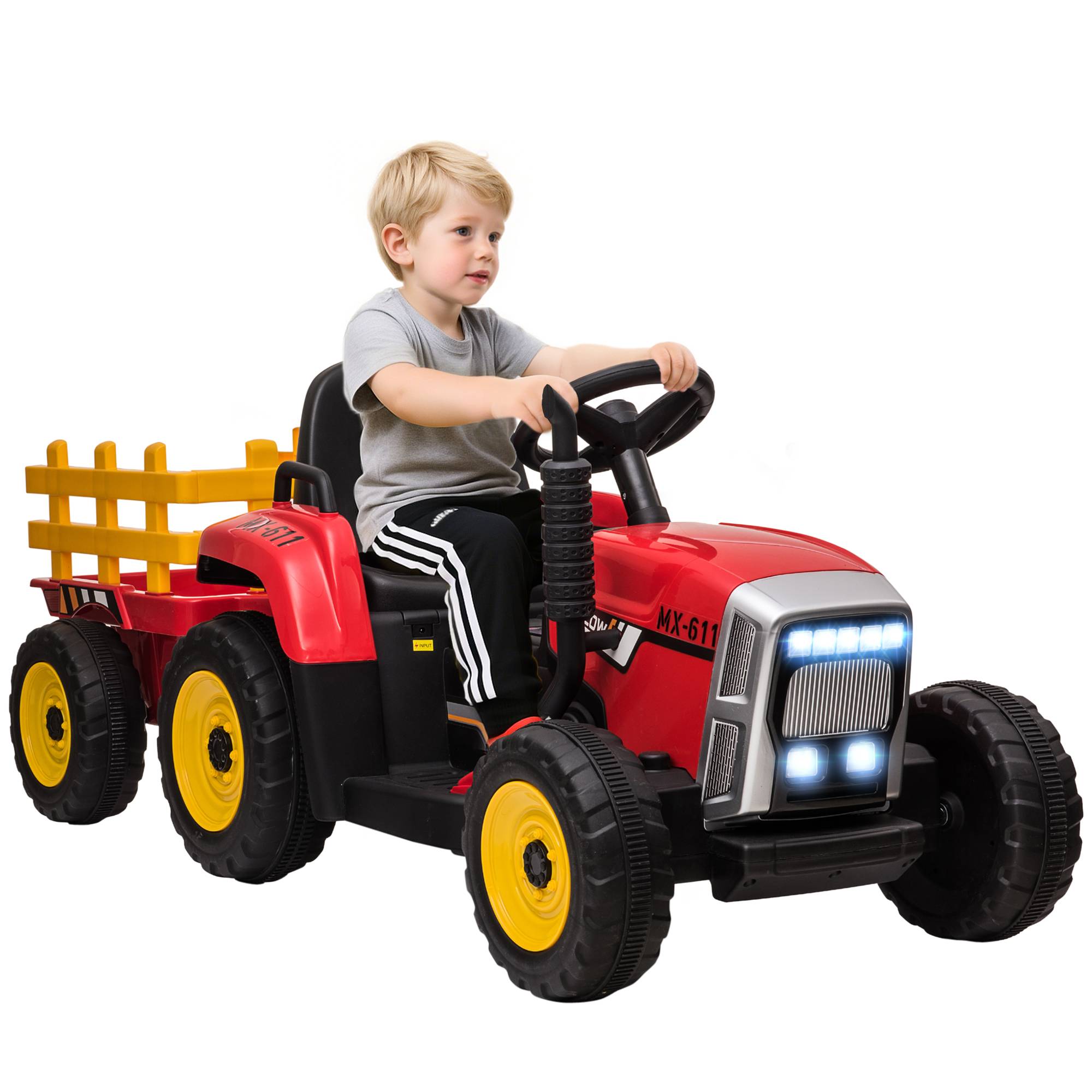 Tracteur électrique avec remorque amovible, pour enfants de 3 à 6 ans avec télécommande MP3 musique affichage lumières - Image 1