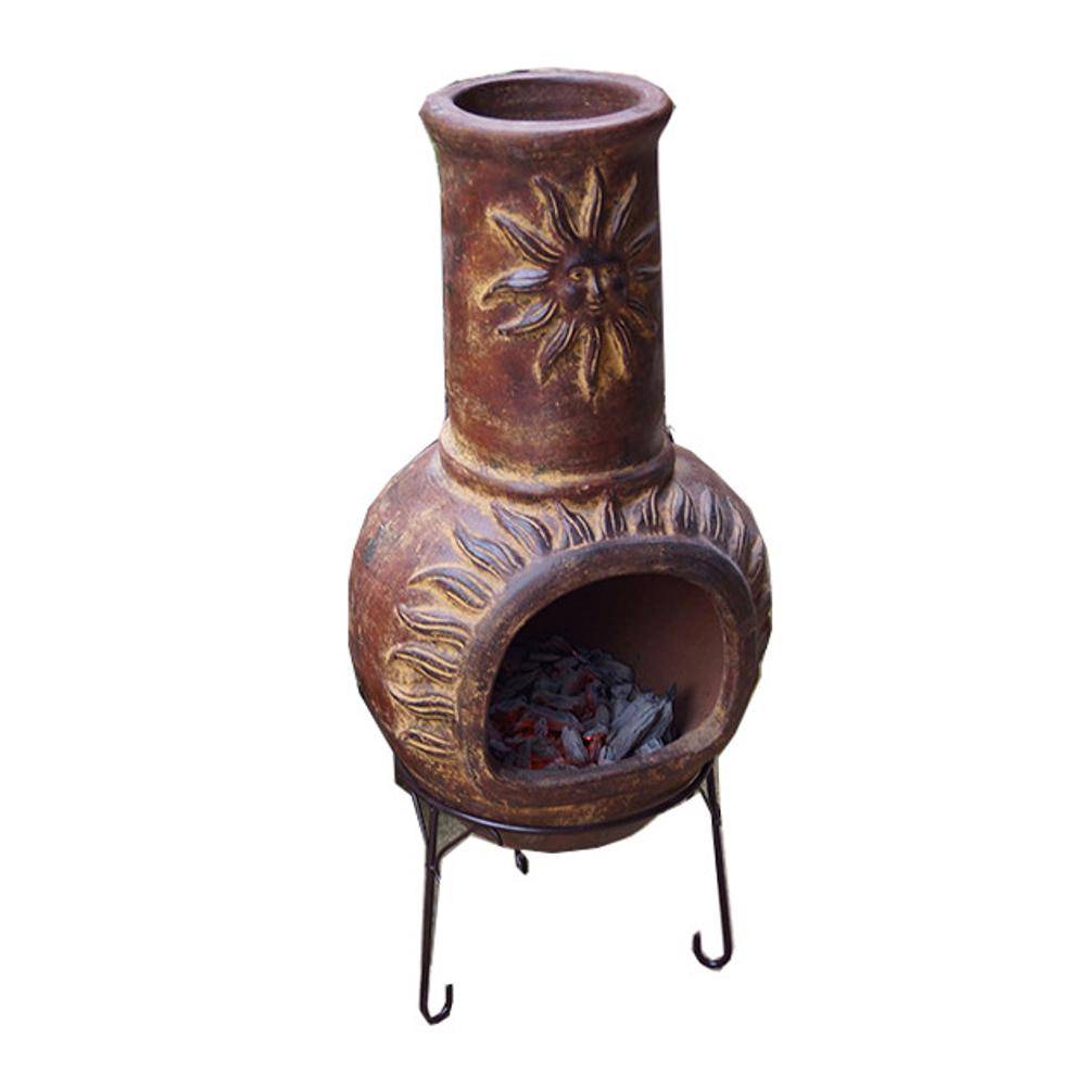 Cheminée mexicaine extérieure grand modèle 106 cm soleil rouge - Image 1