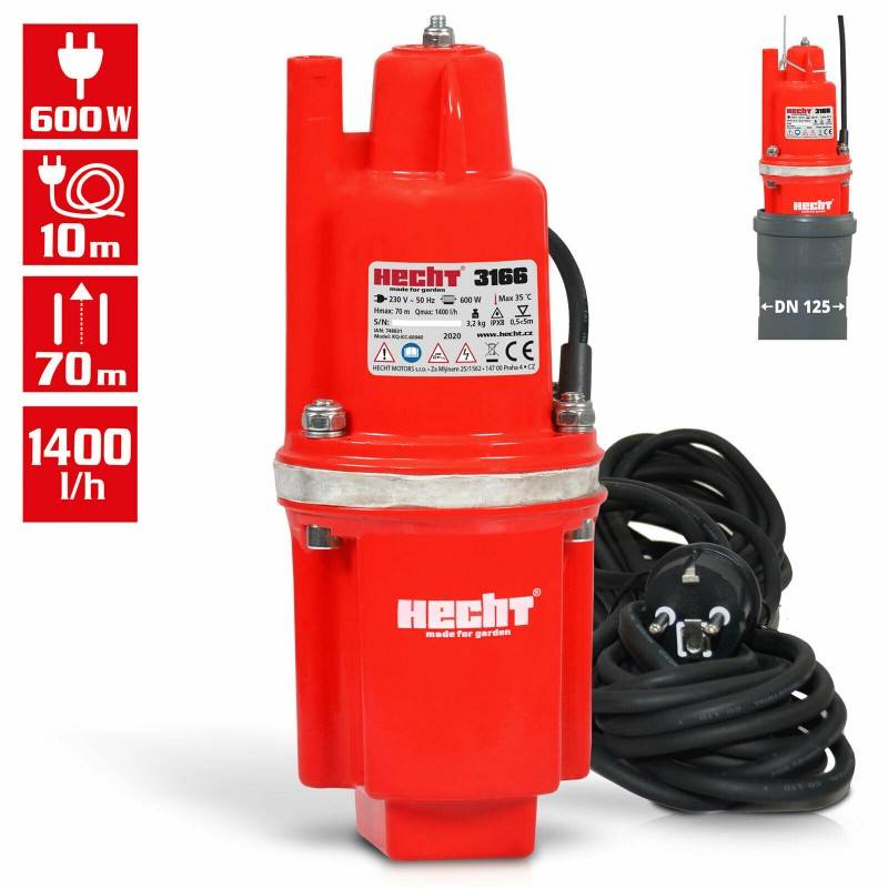Hecht 3166 Pompe submersible pour eaux usées Pompe jardin Pompe à membrane 600W 1400 l/h - Image 1