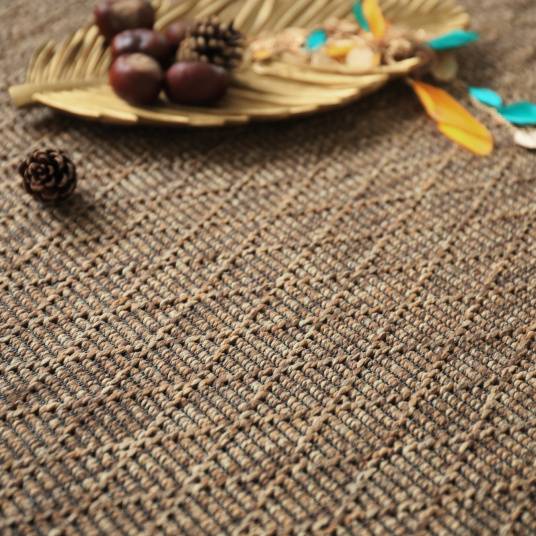 Decoweb - Tapis rond intérieur / extérieur - Timika marron camel - Galon marron - Ø 150 cm - Decoweb - Image 4