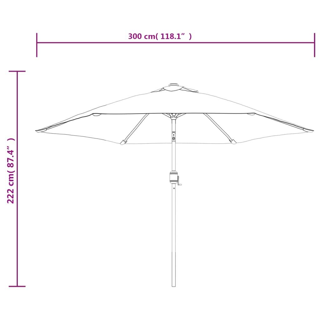 Helloshop26 - Parasol d'extérieur avec poteau en métal 300 cm bleu - Image 6