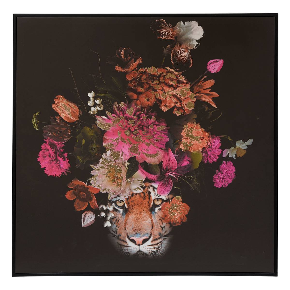 Atmosphera - Toile imprimée encadrée Maribel noir 68x68cm - Atmosphera Créateur d'intérieur - Image 1