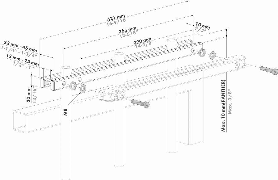 Support inox pour glissiere ferme portail barraudé- RAIL FIT - Image 2