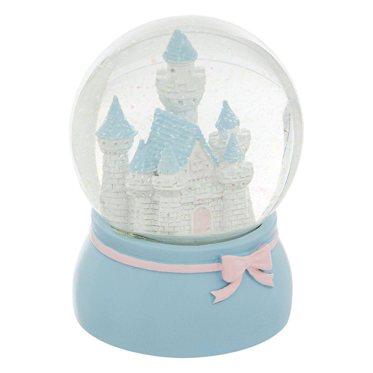 Boule à Neige en Verre "Château" 13cm Bleu