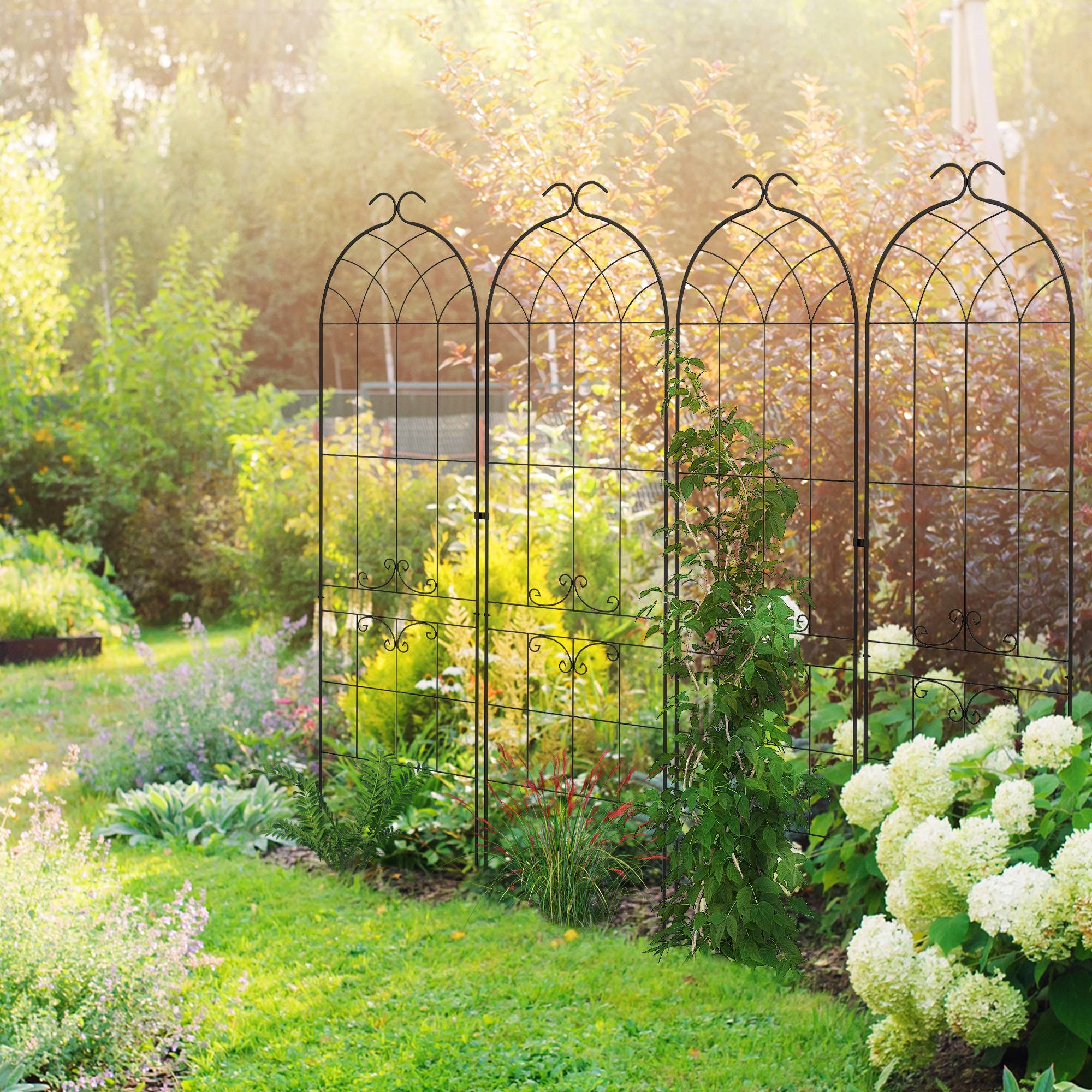 Lot 2 Treillis Jardin Métal Plantes Grimpantes Support Mural Noir 50x181cm - ComfortXL Outdoor Living - Image 4