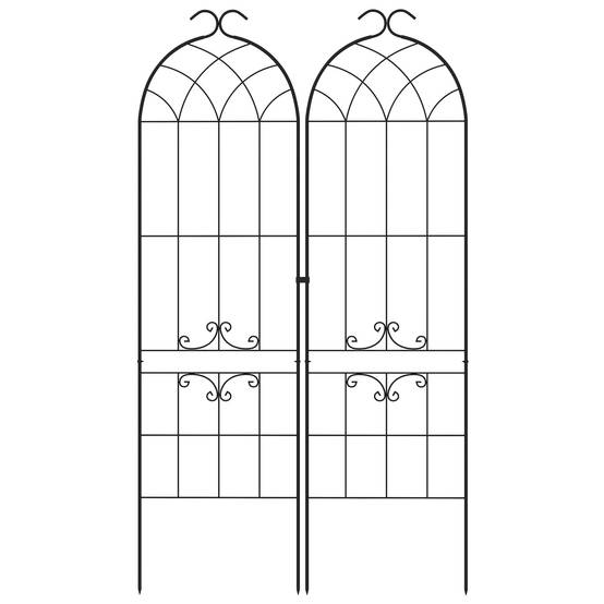 Lot 2 Treillis Jardin Métal Plantes Grimpantes Support Mural Noir 50x181cm - ComfortXL Outdoor Living - Image 2