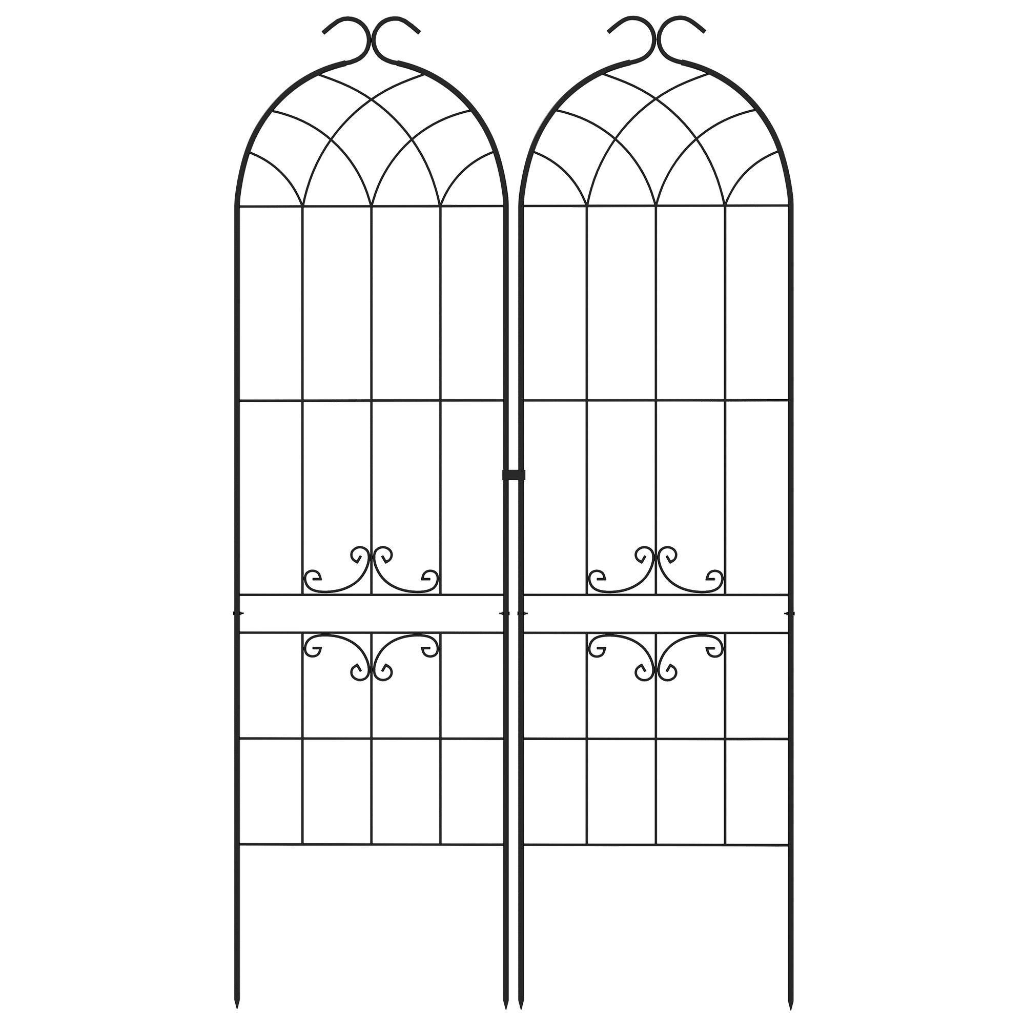 Lot 2 Treillis Jardin Métal Plantes Grimpantes Support Mural Noir 50x181cm - ComfortXL Outdoor Living - Image 2
