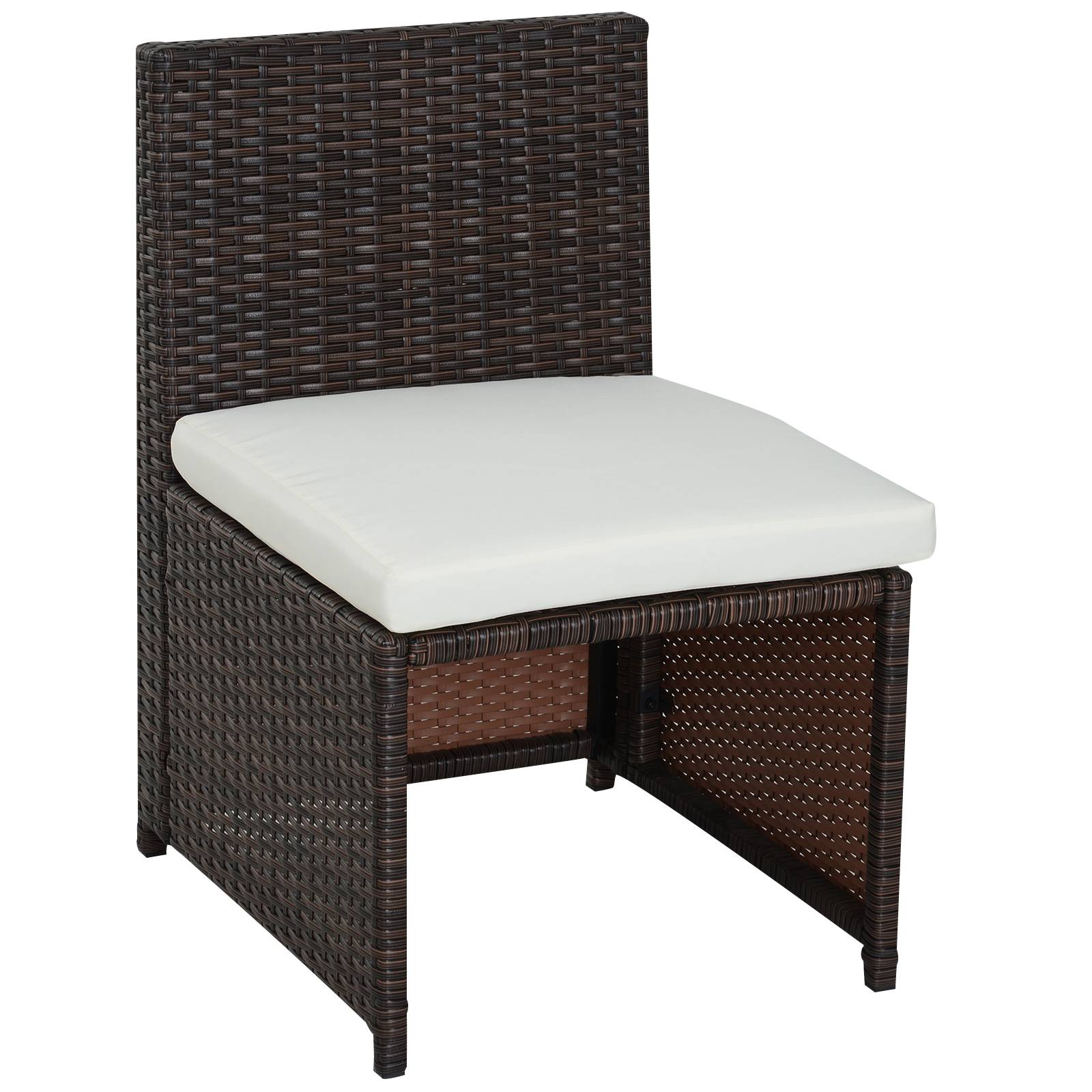 Outsunny - Ensemble salon de jardin encastrable 4 chaises monoblocs avec coussins déhoussables et table résine tressée chocolat - Outsunny - Image 6