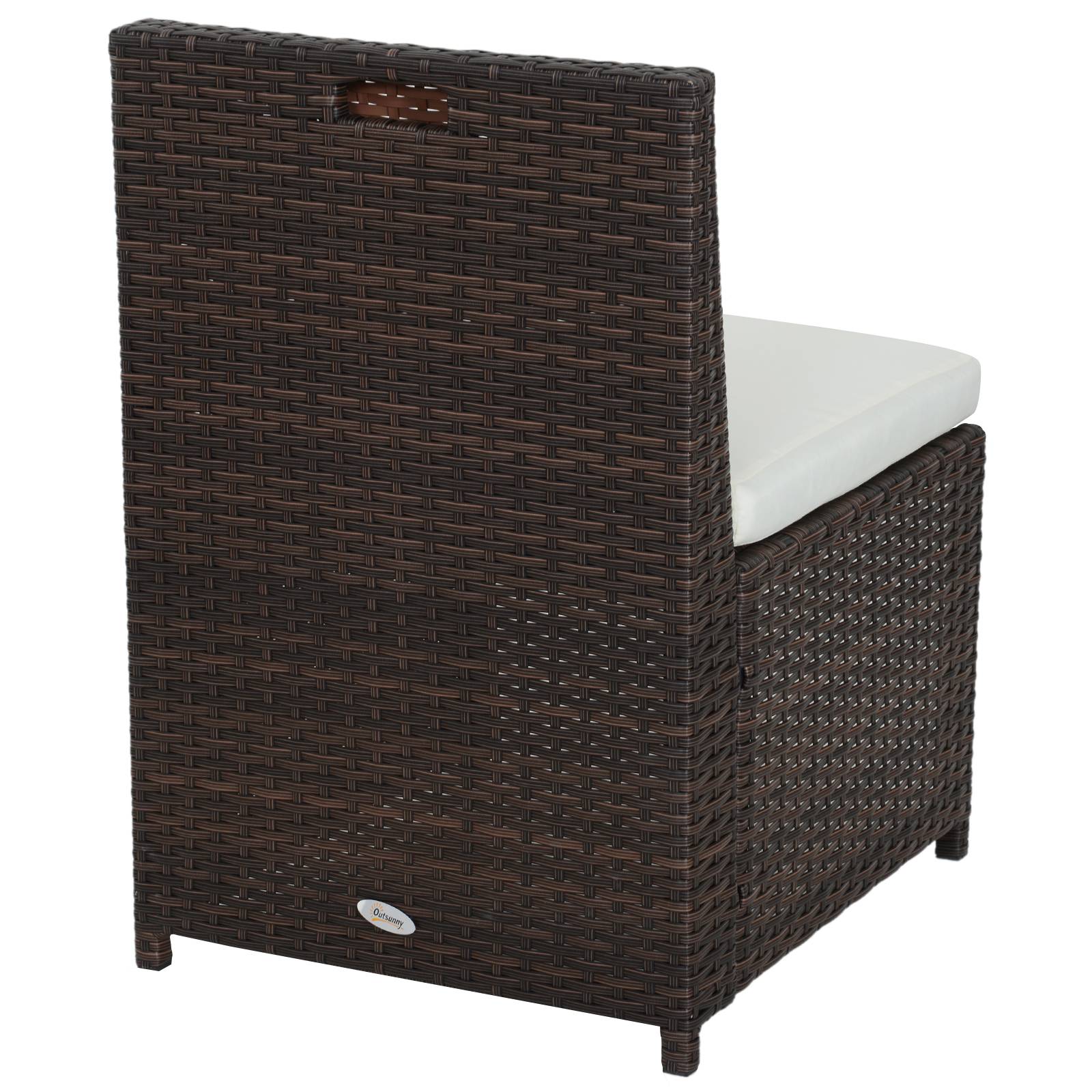 Outsunny - Ensemble salon de jardin encastrable 4 chaises monoblocs avec coussins déhoussables et table résine tressée chocolat - Outsunny - Image 7