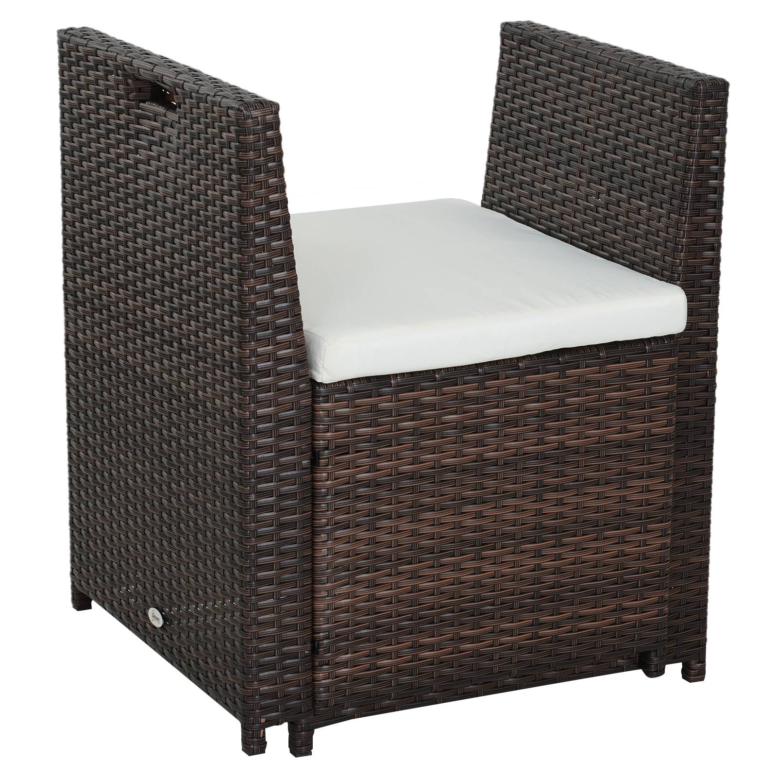 Outsunny - Ensemble salon de jardin encastrable 4 chaises monoblocs avec coussins déhoussables et table résine tressée chocolat - Outsunny - Image 5