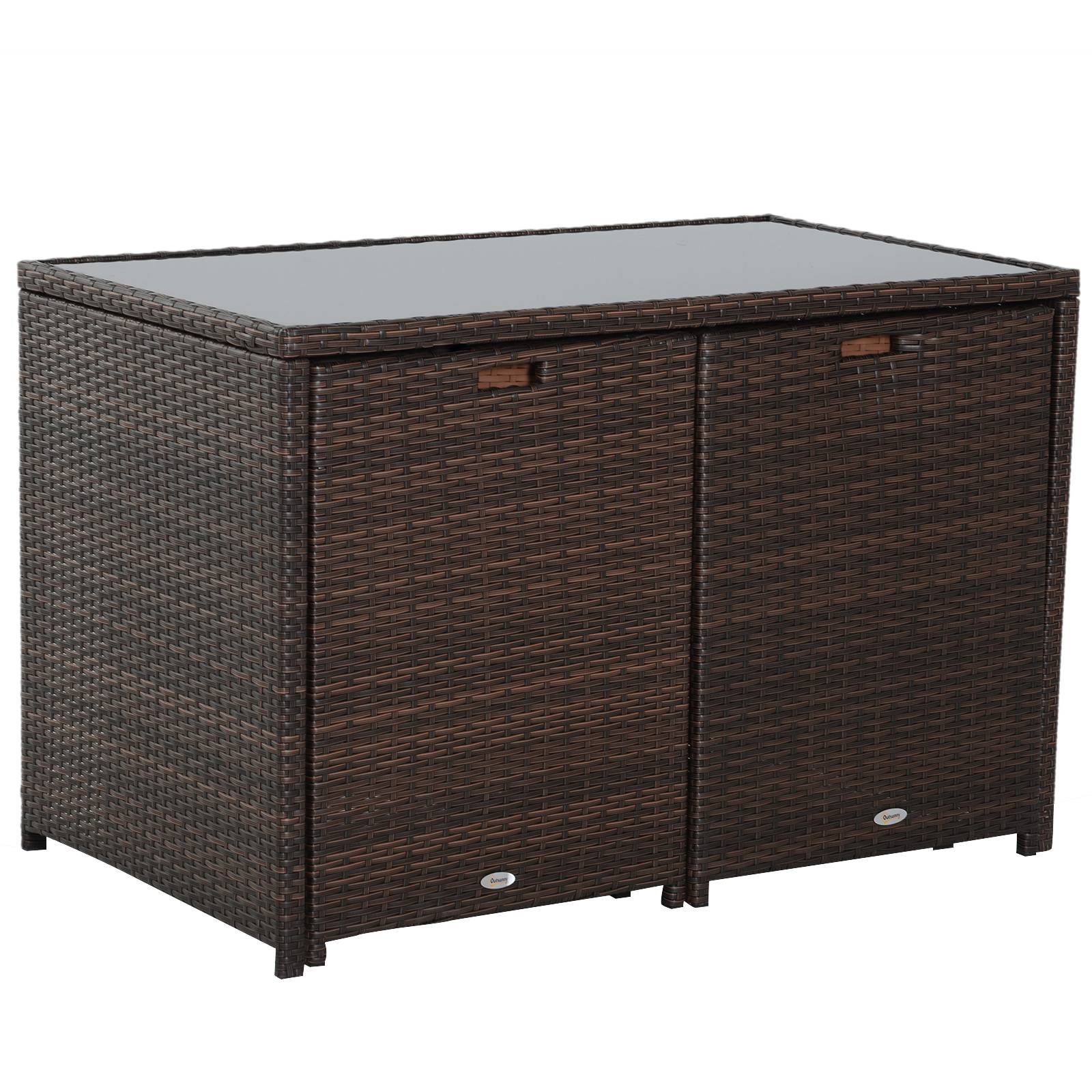 Outsunny - Ensemble salon de jardin encastrable 4 chaises monoblocs avec coussins déhoussables et table résine tressée chocolat - Outsunny - Image 4