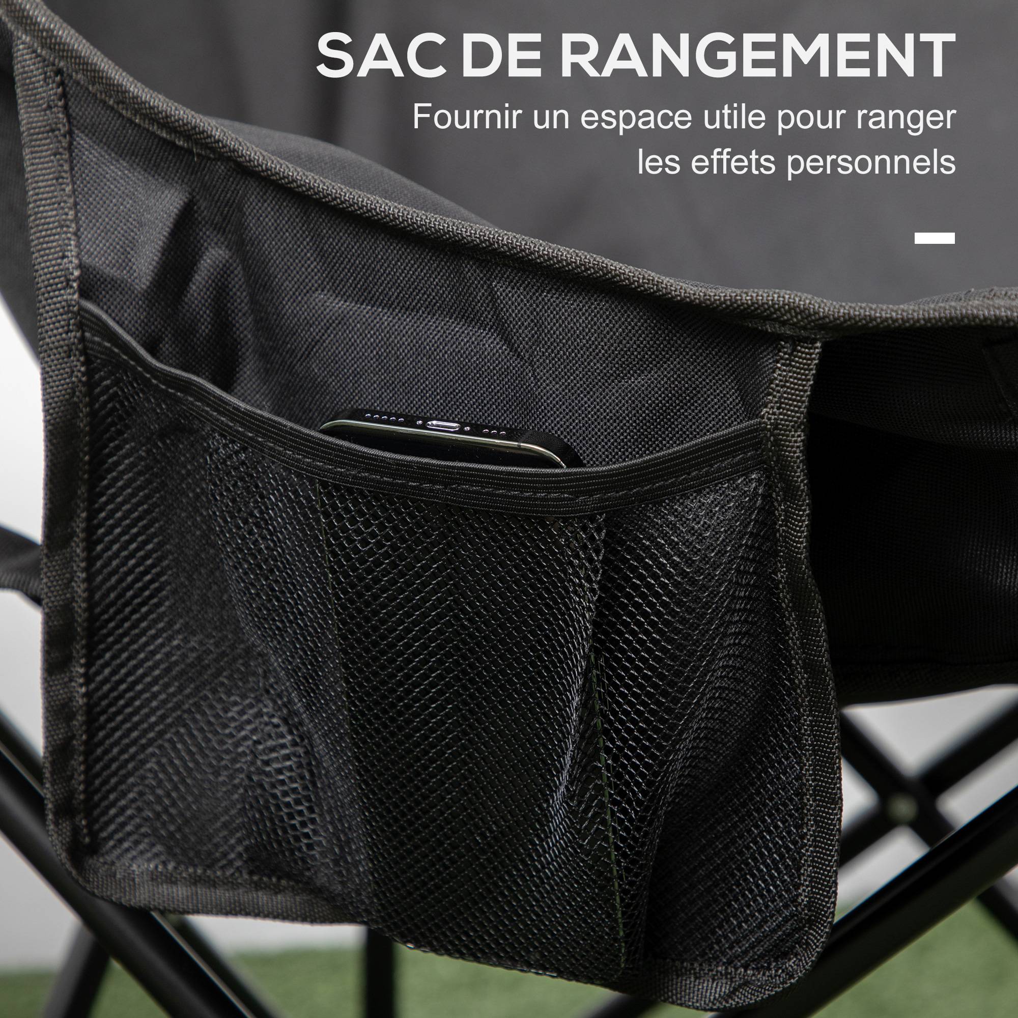 Chaise de camping pliante acier noir 61 x 54 x 66 cm - PANGIVO - Image 7