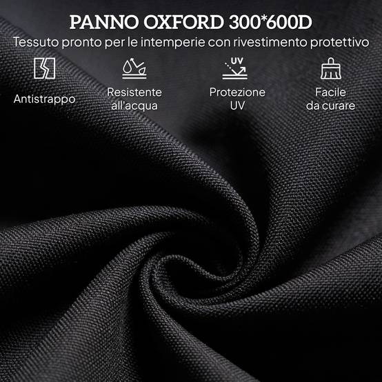 Transat de jardin pliable, dossier réglable, acier et tissu oxford, 188x56x28cm, noir - Image 7