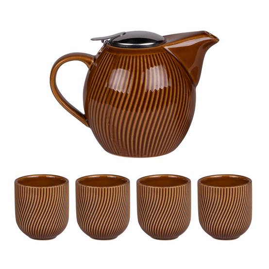 Coffret théière 0,9L avec 4 gobelets Mao miel - Image 1