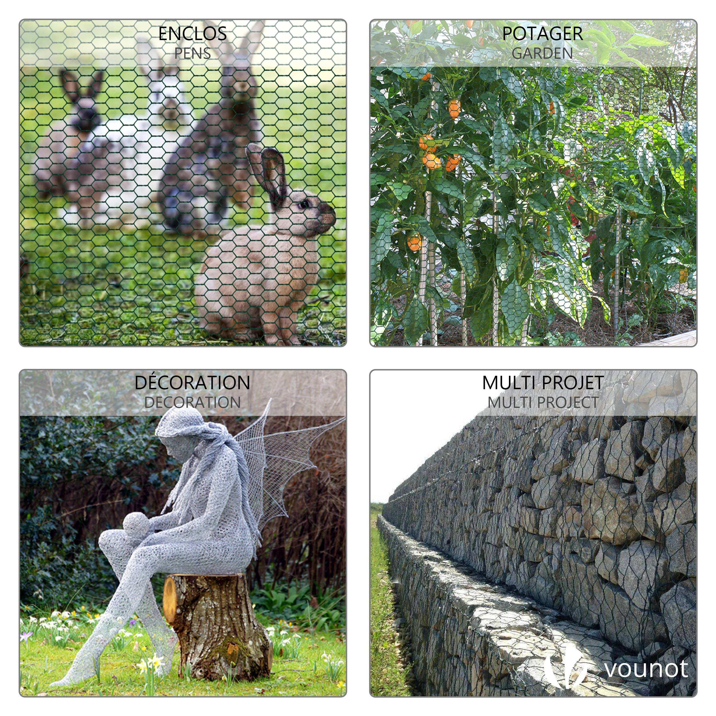 Filet Métallique Plastifié Vert Pour Clôture Jardin 0,5 X 10 Mètres - Grillage Volaille Animaux Et Plantes