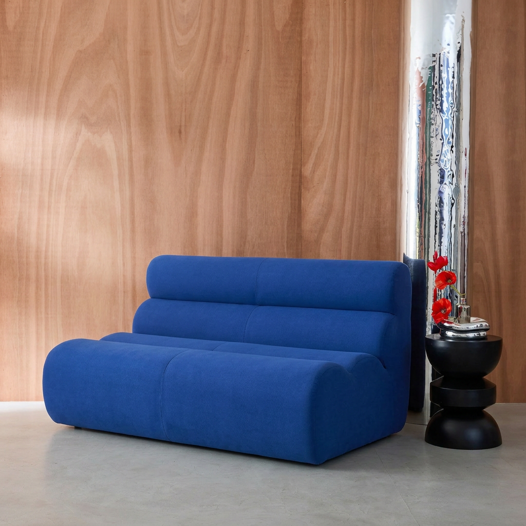 sweeek - Chauffeuse tissu 2 places bleu électrique - Nova | sweeek