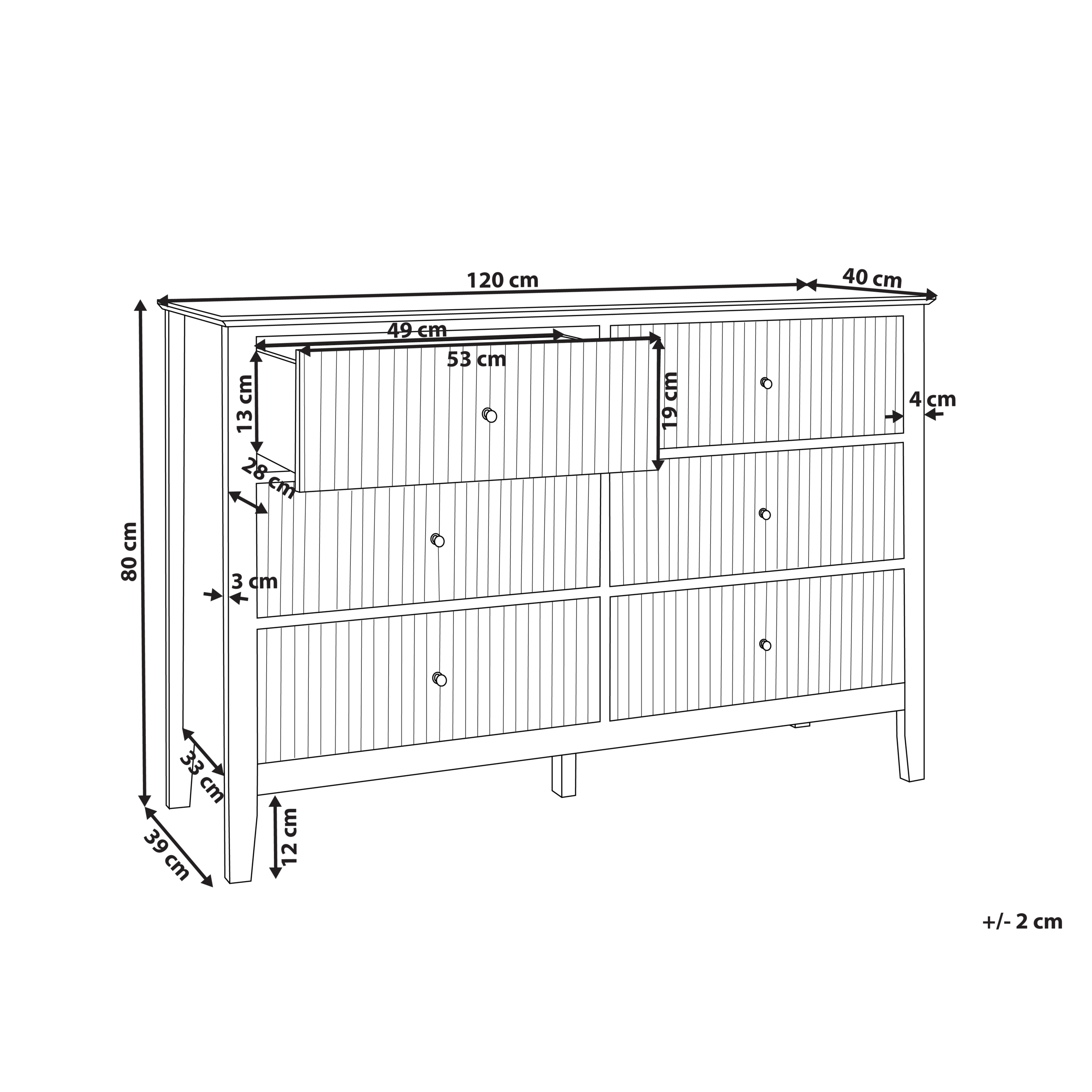 Beliani - Commode MDF Blanc ASSISI - 120x40x80- Beliani - Image 3