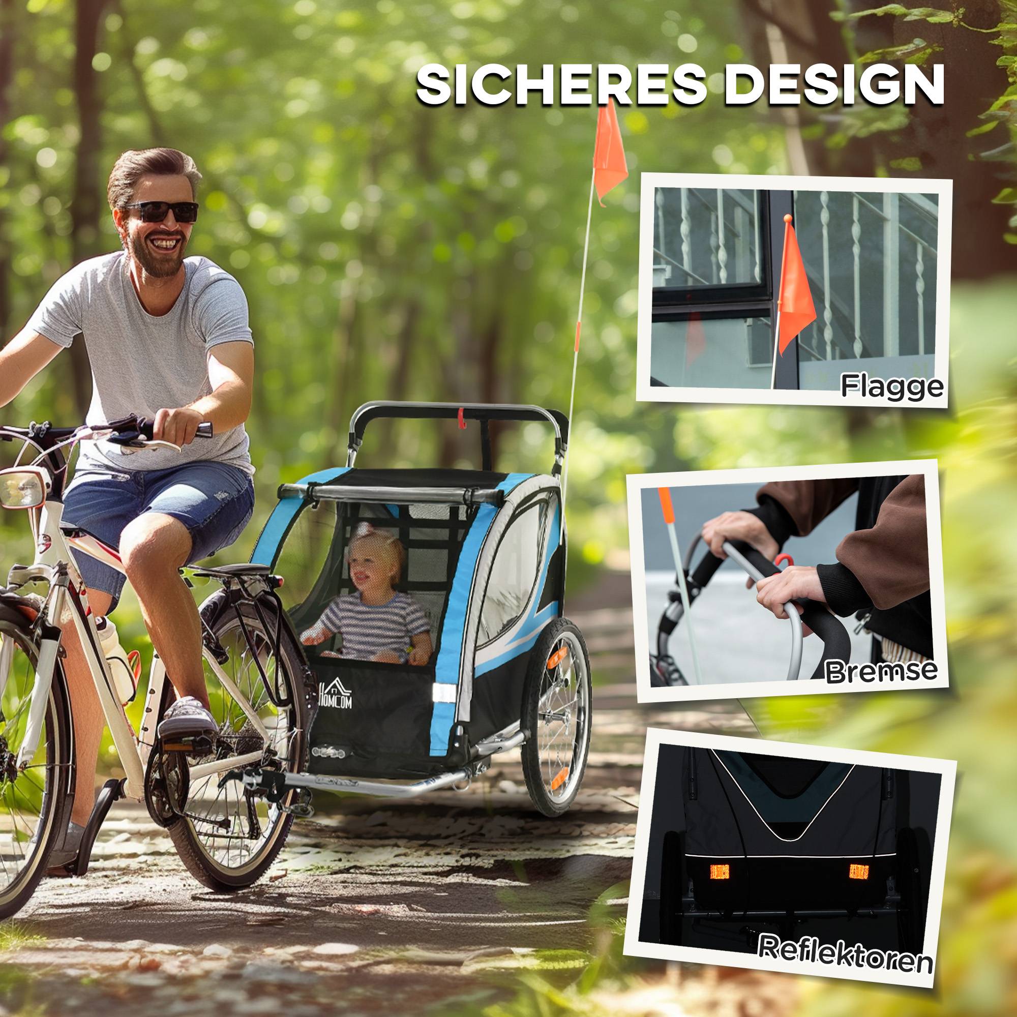 Remorque de vélo enfant acier bleu 142 x 75 x 101 cm - PANGIVO - Image 10