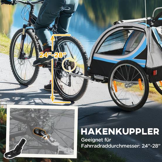Remorque de vélo enfant acier bleu 142 x 75 x 101 cm - PANGIVO - Image 9