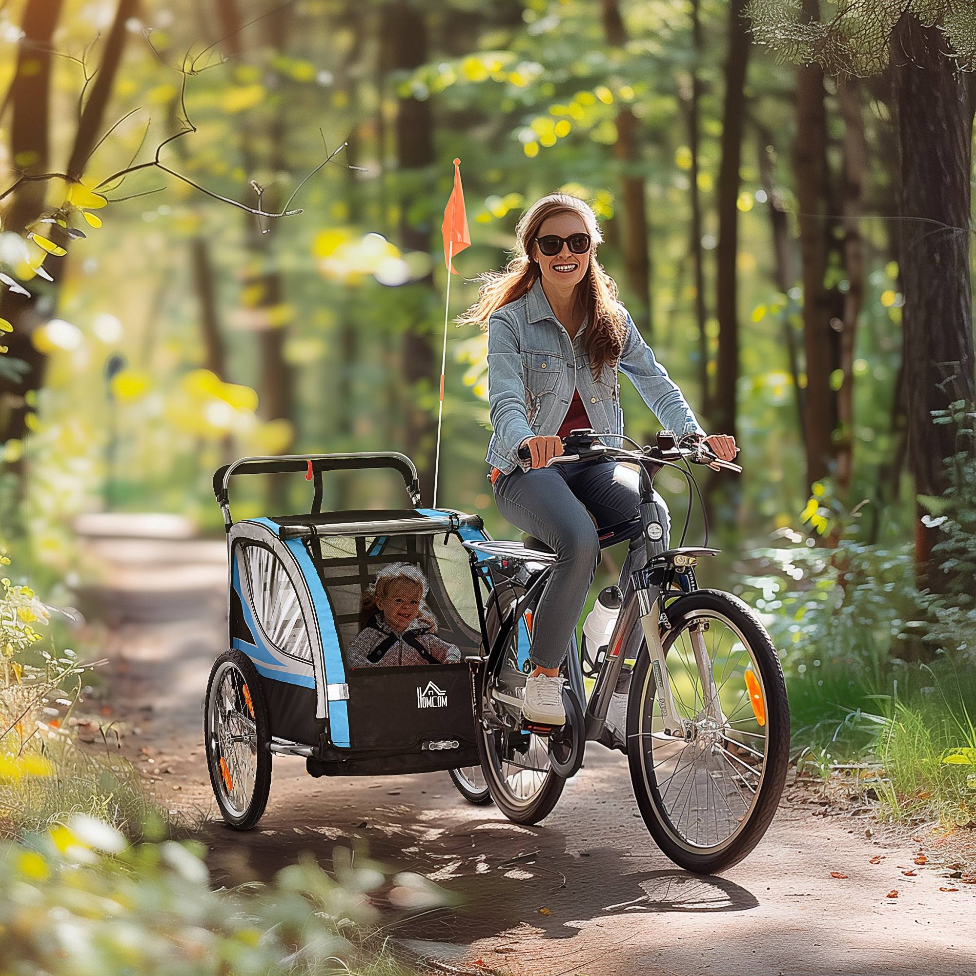 Remorque de vélo enfant acier bleu 142 x 75 x 101 cm - PANGIVO - Image 3