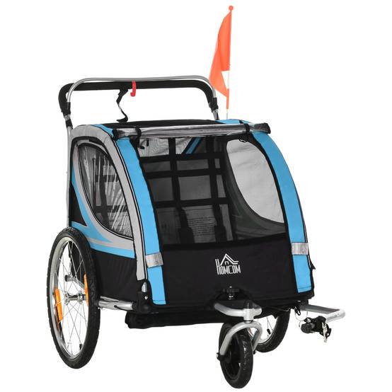 Remorque de vélo enfant acier bleu 142 x 75 x 101 cm - PANGIVO - Image 1