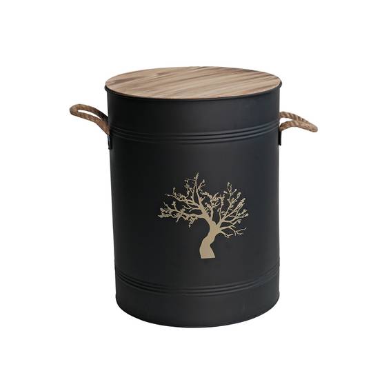 Réservoir à granulés acier noir 51 L - Ø 37 x H 48 cm - Avec tamis et pelle - FACILITYS - Image 3