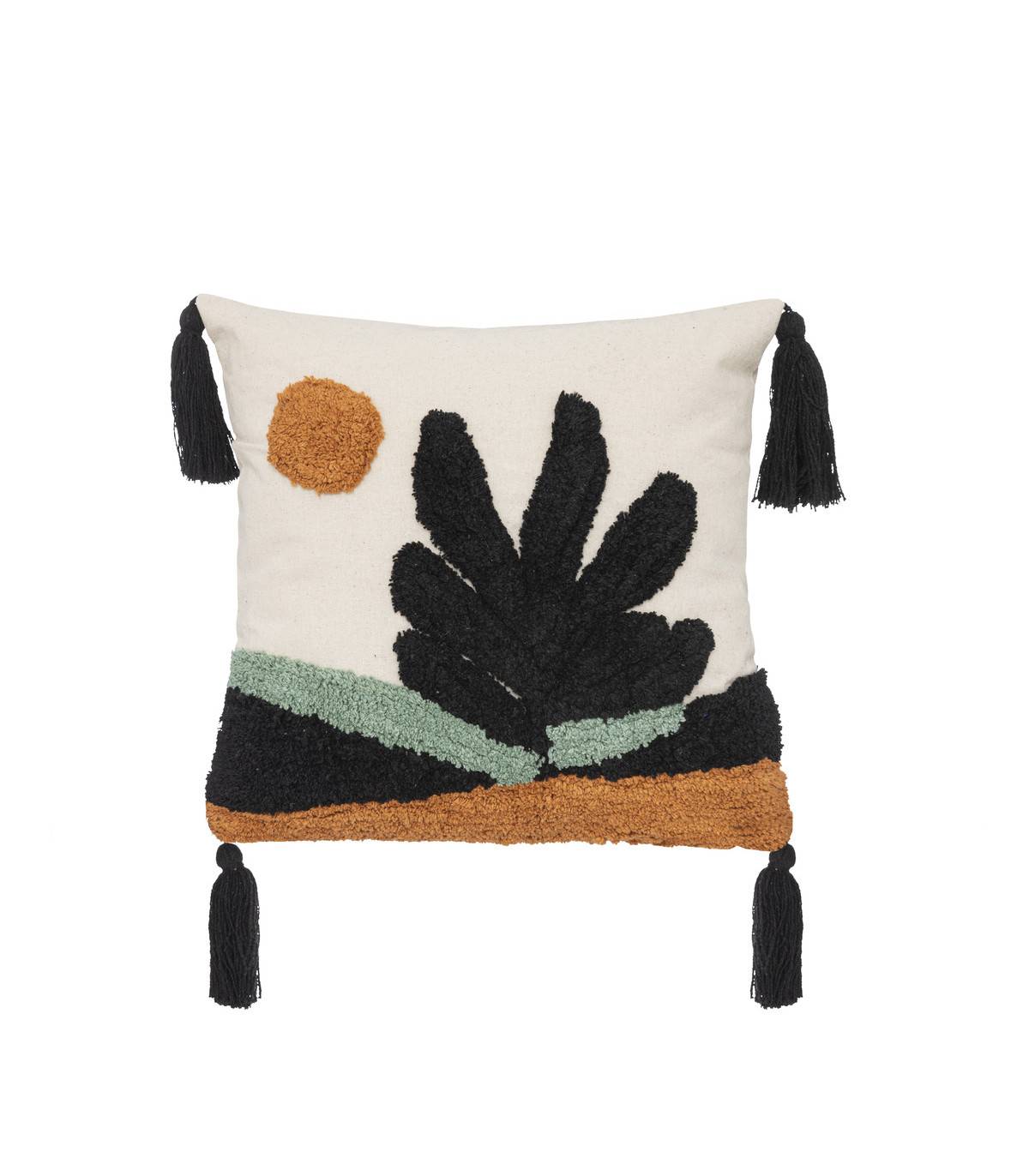 Coussin décoratif déhoussable en coton Multicolore motifs brodés 40 x 40 cm - Image 1