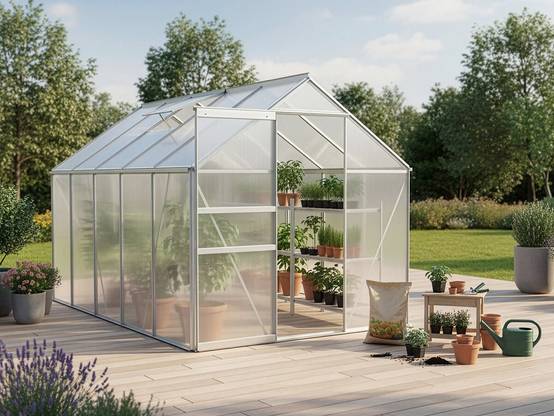 Serre Jardin Polycarbonate 310 X 190 X 195 Cm "basilic" - 5,89 M² - Gris -habitat Et Jardin - Image 2