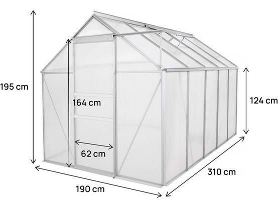 Serre Jardin Polycarbonate 310 X 190 X 195 Cm "basilic" - 5,89 M² - Gris -habitat Et Jardin - Image 4