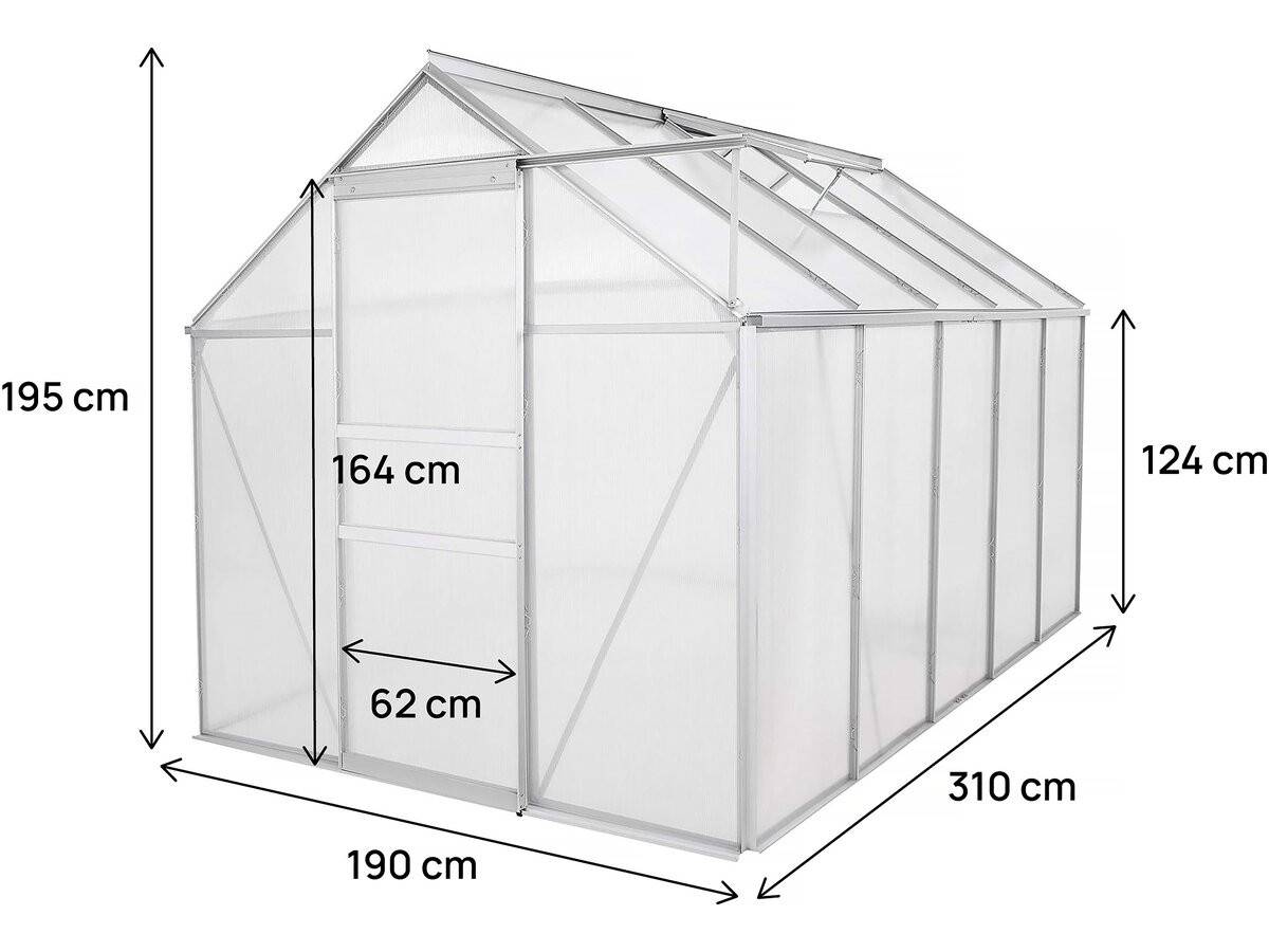 Serre Jardin Polycarbonate 310 X 190 X 195 Cm "basilic" - 5,89 M² - Gris -habitat Et Jardin - Image 4