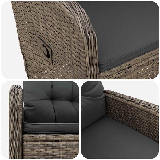 Chaise de jardin inclinable acier et polyester gris 57 x 63 x 94 cm - PANGIVO - Image 7
