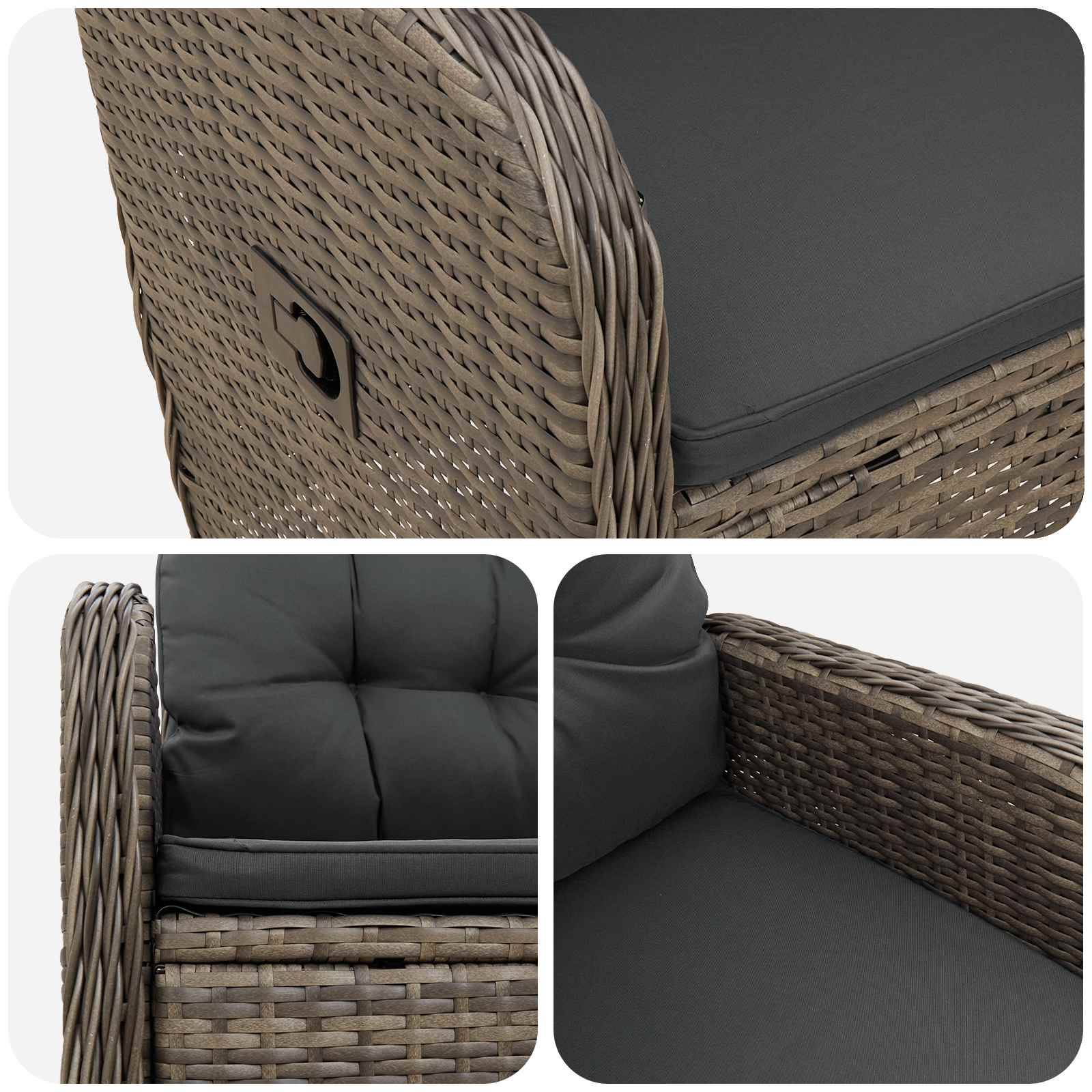 Chaise de jardin inclinable acier et polyester gris 57 x 63 x 94 cm - PANGIVO - Image 7