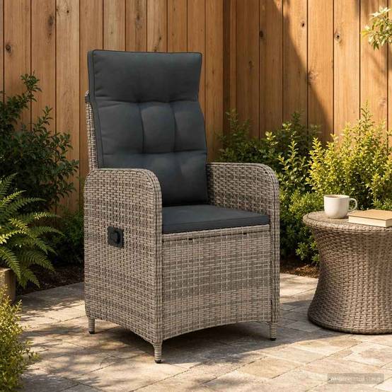 Chaise de jardin inclinable acier et polyester gris 57 x 63 x 94 cm - PANGIVO - Image 1