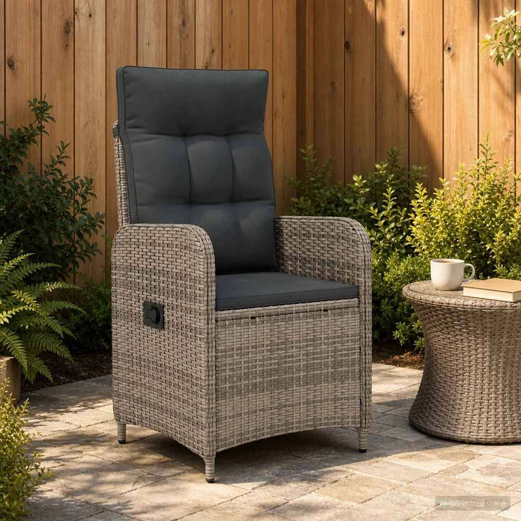 PANGIVO - Chaise de jardin inclinable acier et polyester gris 57 x 63 x 94 cm - PANGIVO