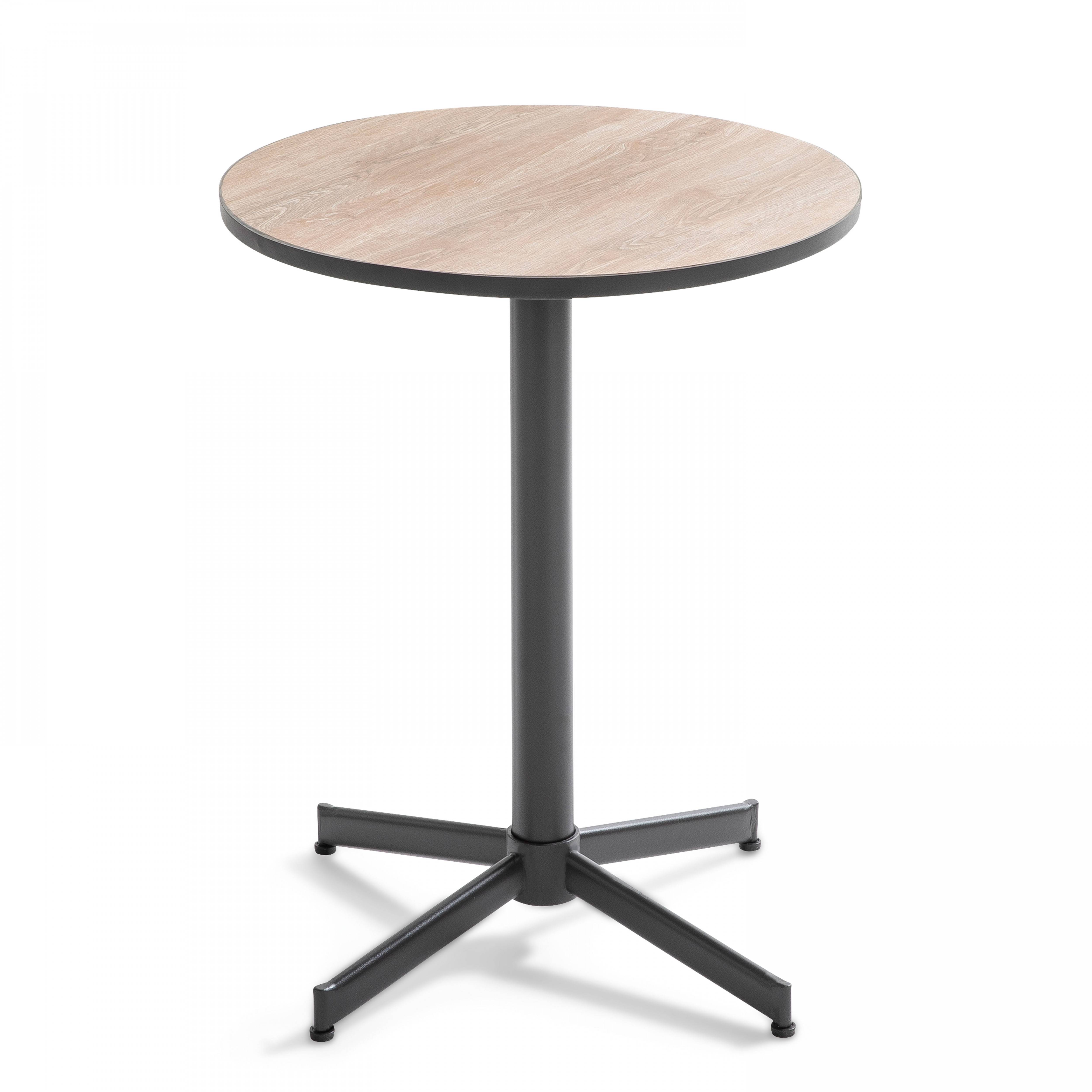 Oviala - Table bistrot ronde en acier et céramique effet bois Tivoli - Oviala - Image 1