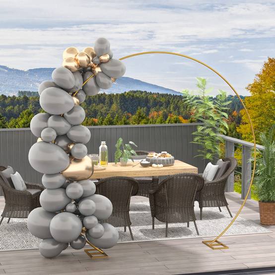 Grande arche de mariage Acier Événements extérieurs Support décor 280x258cm Doré - ComfortXL Outdoor Living - Image 4