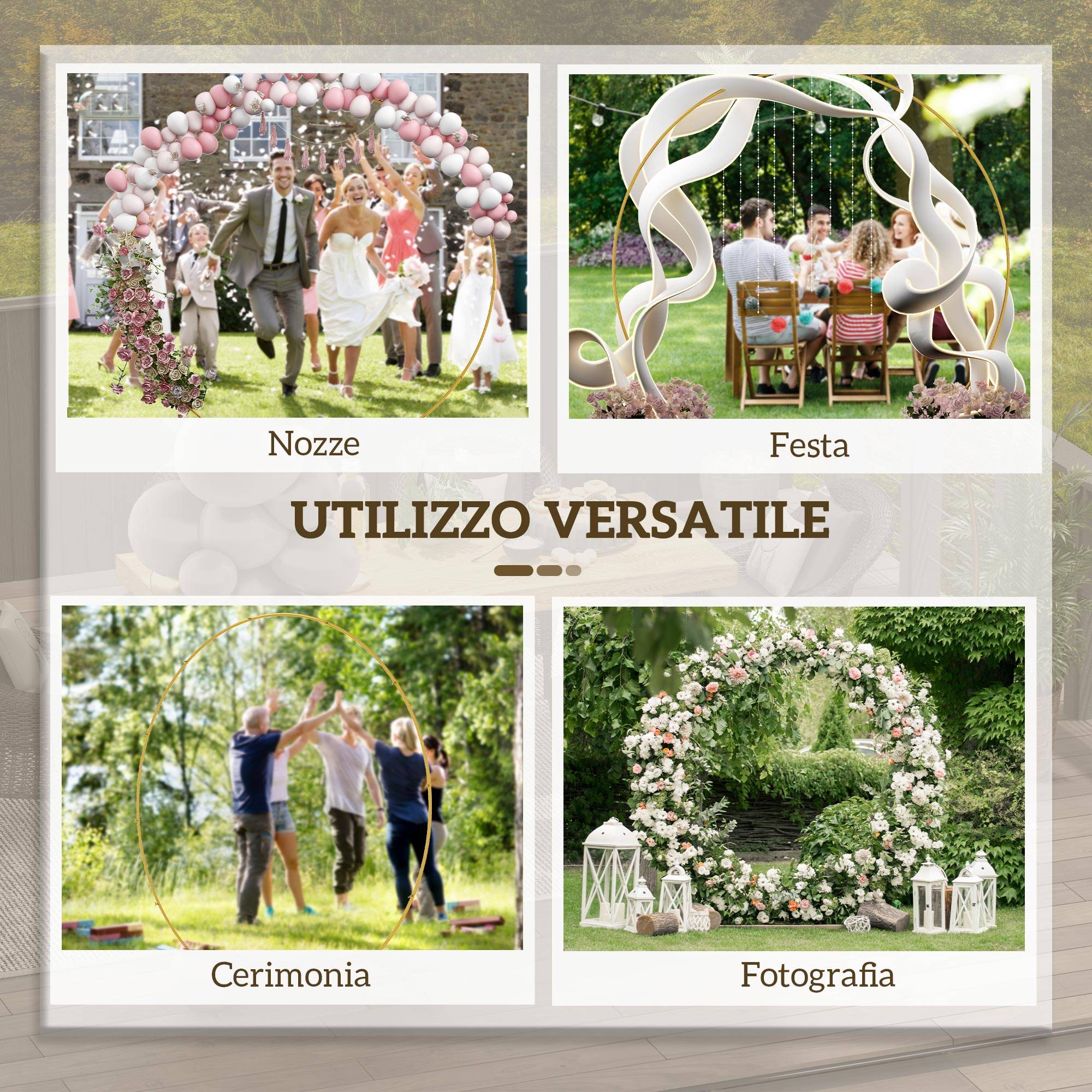 Grande arche de mariage Acier Événements extérieurs Support décor 280x258cm Doré - ComfortXL Outdoor Living - Image 8