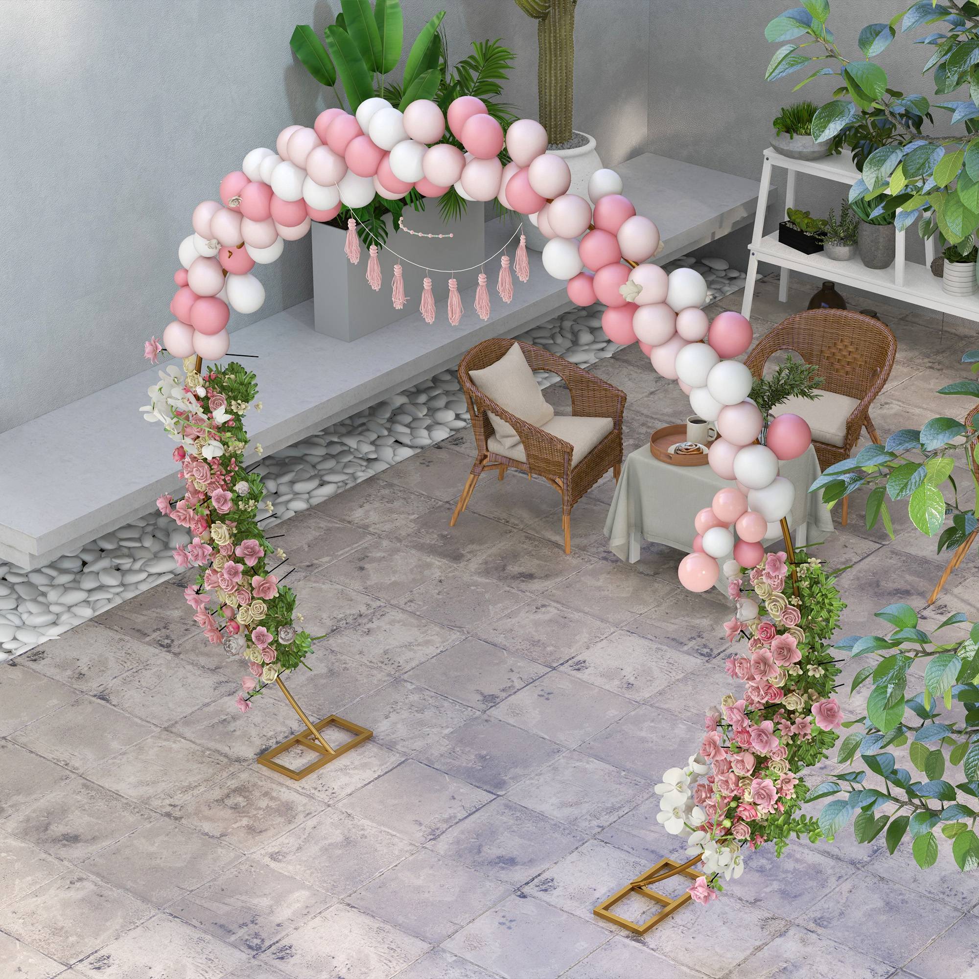 Grande arche de mariage Acier Événements extérieurs Support décor 280x258cm Doré - ComfortXL Outdoor Living - Image 9