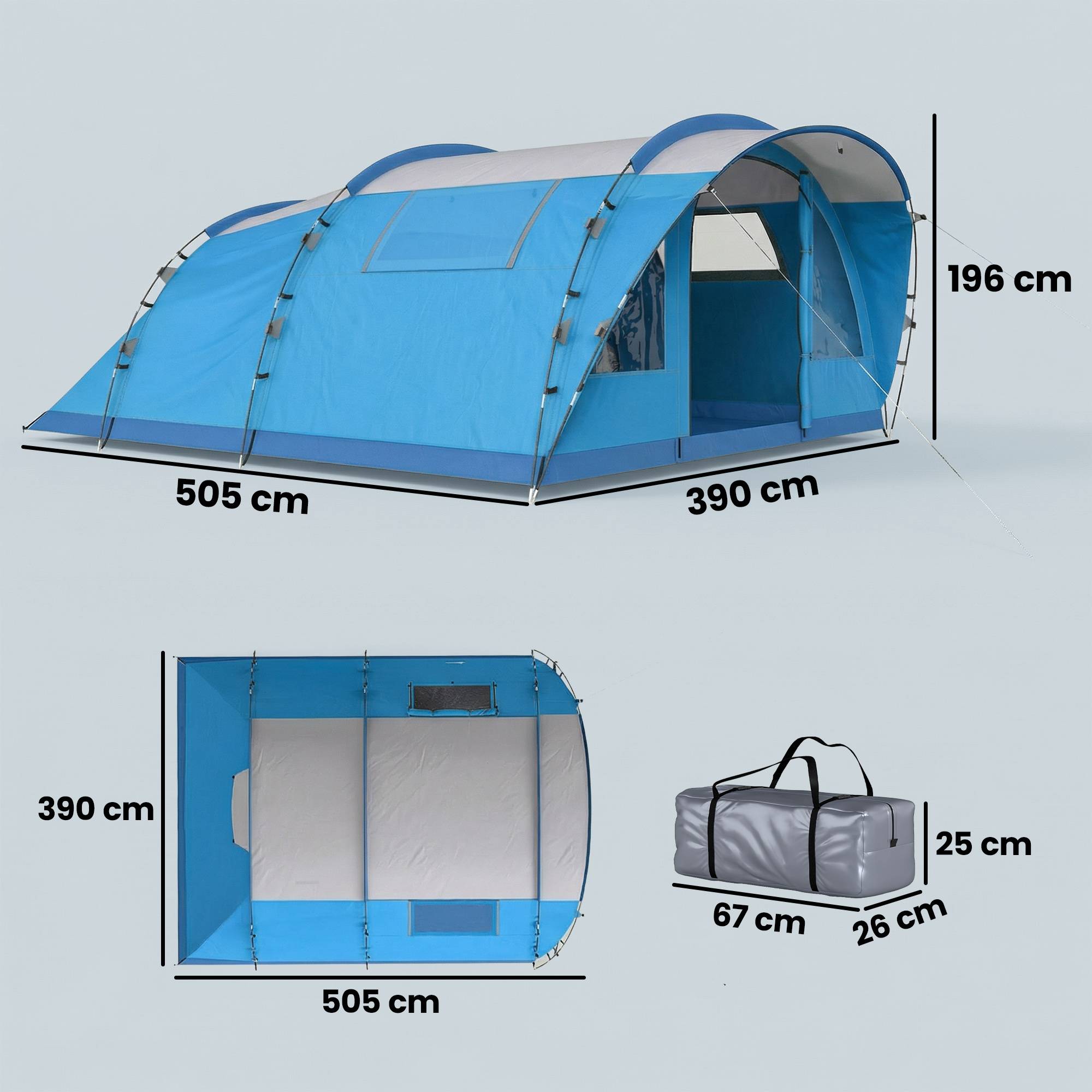 ComfortXL - Tente tunnel familiale polyester camping 5 personnes imperméable 505x390cm - ComfortXL Outdoor Living - Image 5