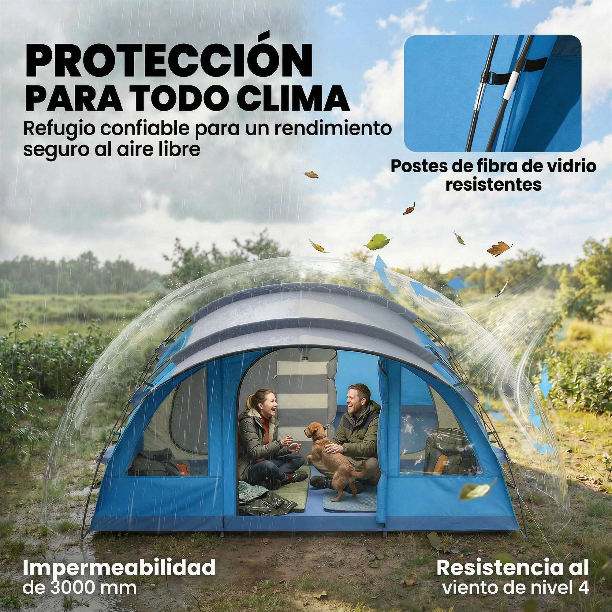 ComfortXL - Tente tunnel familiale polyester camping 5 personnes imperméable 505x390cm - ComfortXL Outdoor Living - Image 8