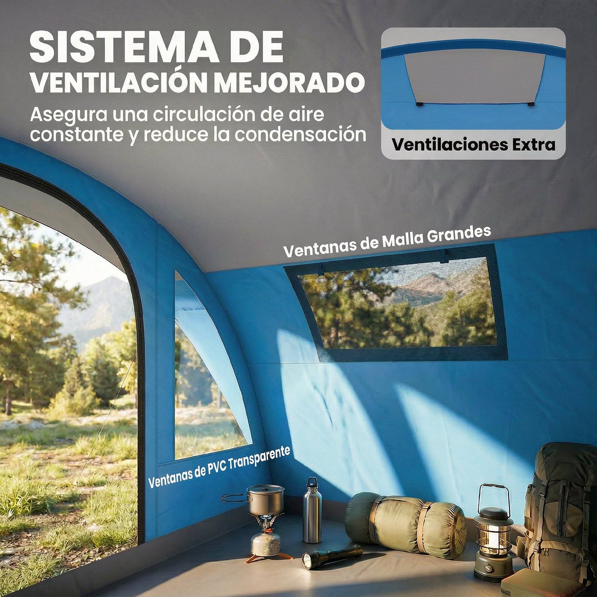 ComfortXL - Tente tunnel familiale polyester camping 5 personnes imperméable 505x390cm - ComfortXL Outdoor Living - Image 9
