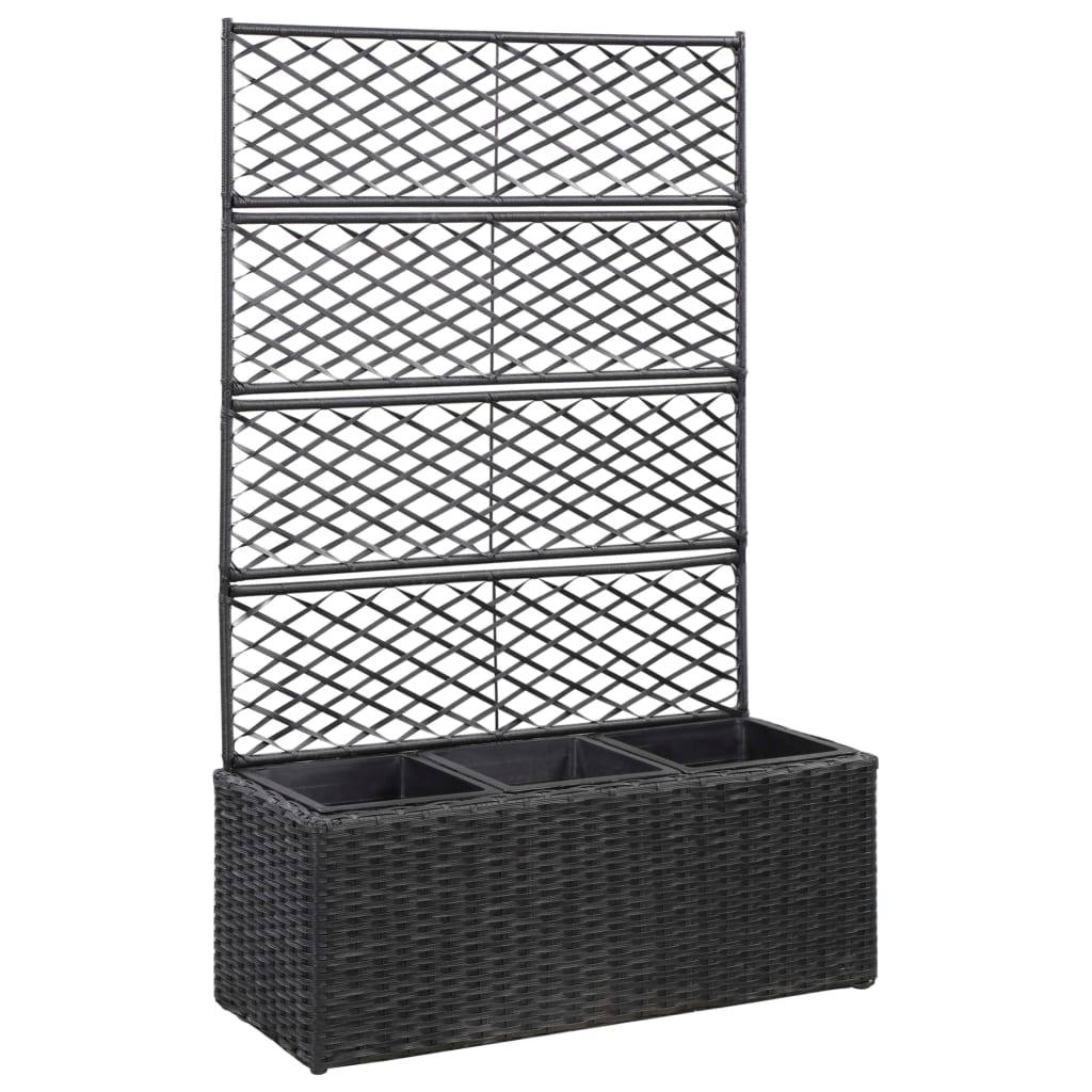 Maison Chic - Jardinière - Bac à fleurs - Pot de fleurs en treillis 3 pots 83x30x130 cm résine tressée noir - Meuble Pro - Image 2