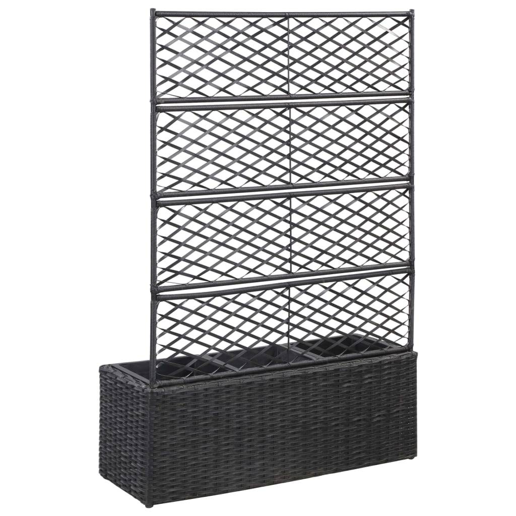 Maison Chic - Jardinière - Bac à fleurs - Pot de fleurs en treillis 3 pots 83x30x130 cm résine tressée noir - Meuble Pro - Image 3
