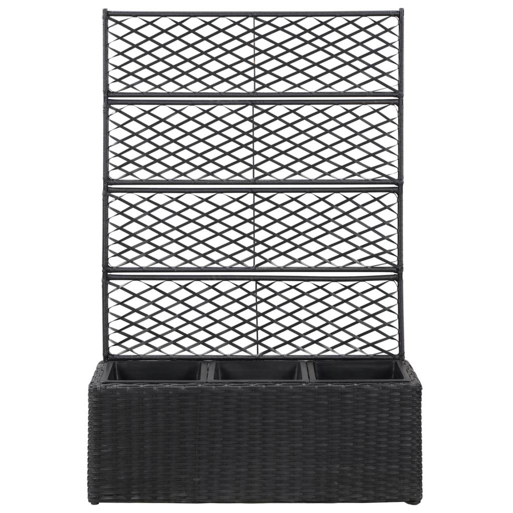 Maison Chic - Jardinière - Bac à fleurs - Pot de fleurs en treillis 3 pots 83x30x130 cm résine tressée noir - Meuble Pro - Image 1